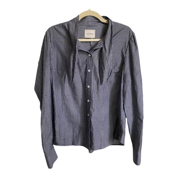 Court & Rowe Women Blue and White Stripped Long Sleeve Button-Down Shirt XL - Picture 1 of 9